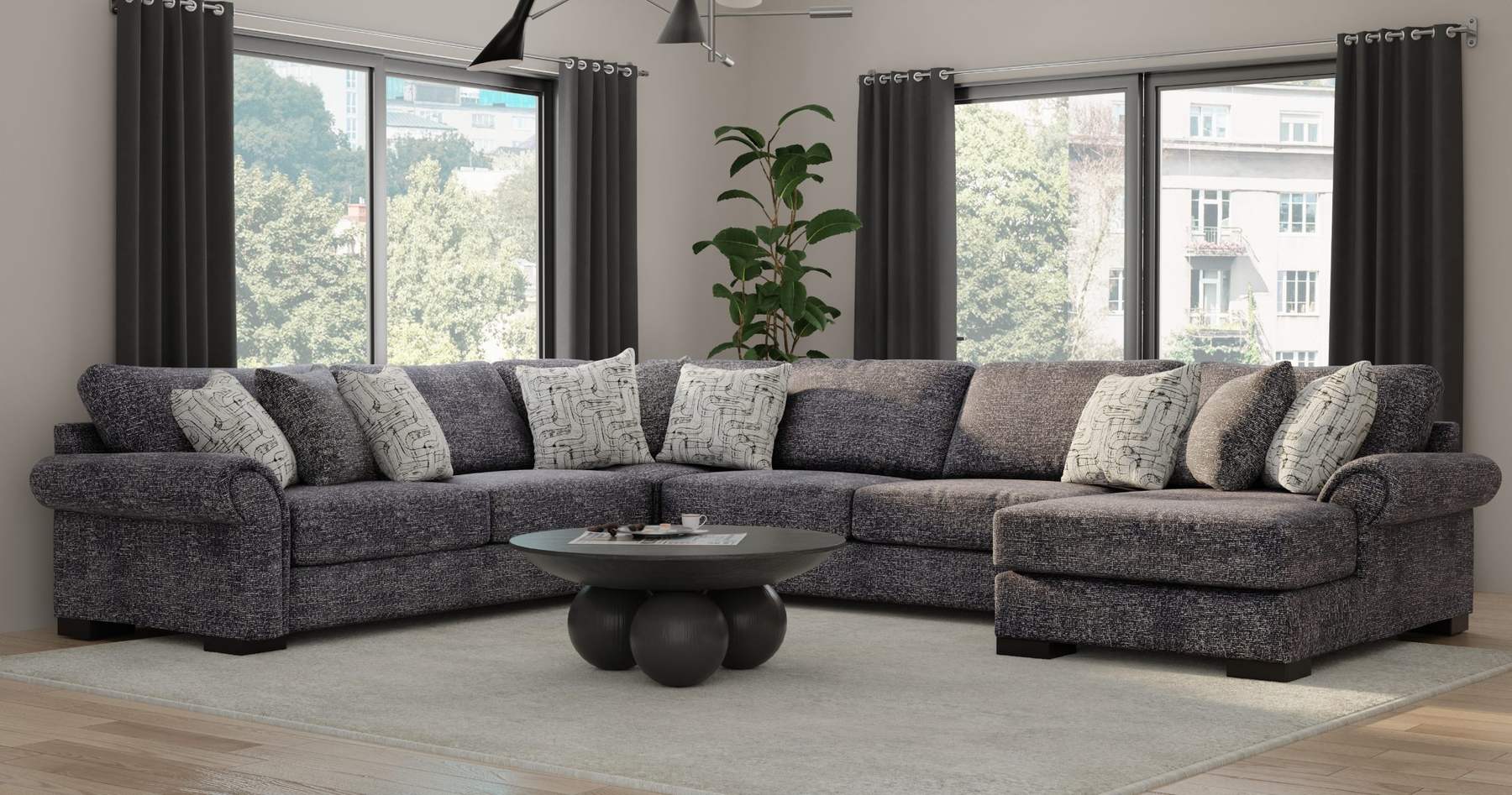Graphite sectional in a contemporary room