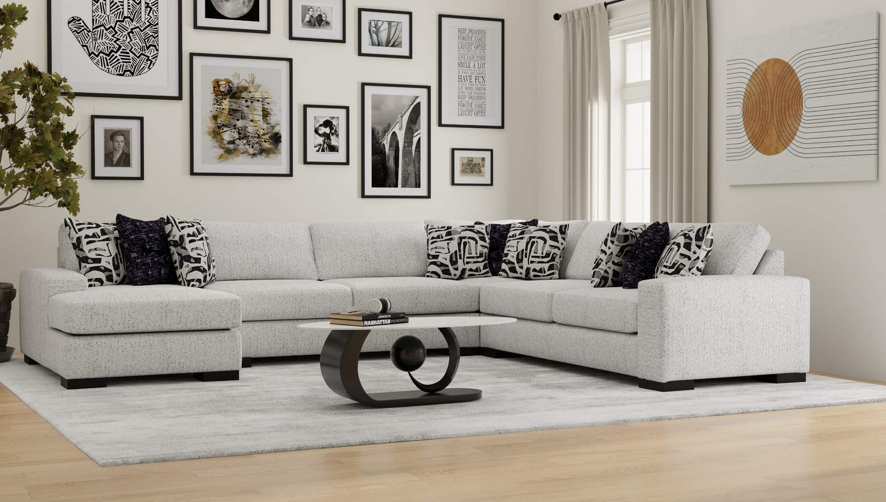 White sectional in a modern living room